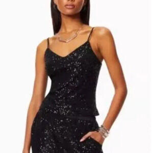 Ramy Brook Black Sequin Julienne Spaghetti Strap Tank Size Small NWT